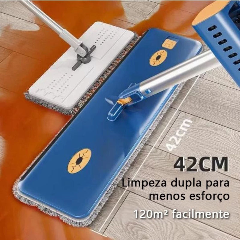 Esfregão Mop Mágico em Microfibra 360° com Balde Dobrável