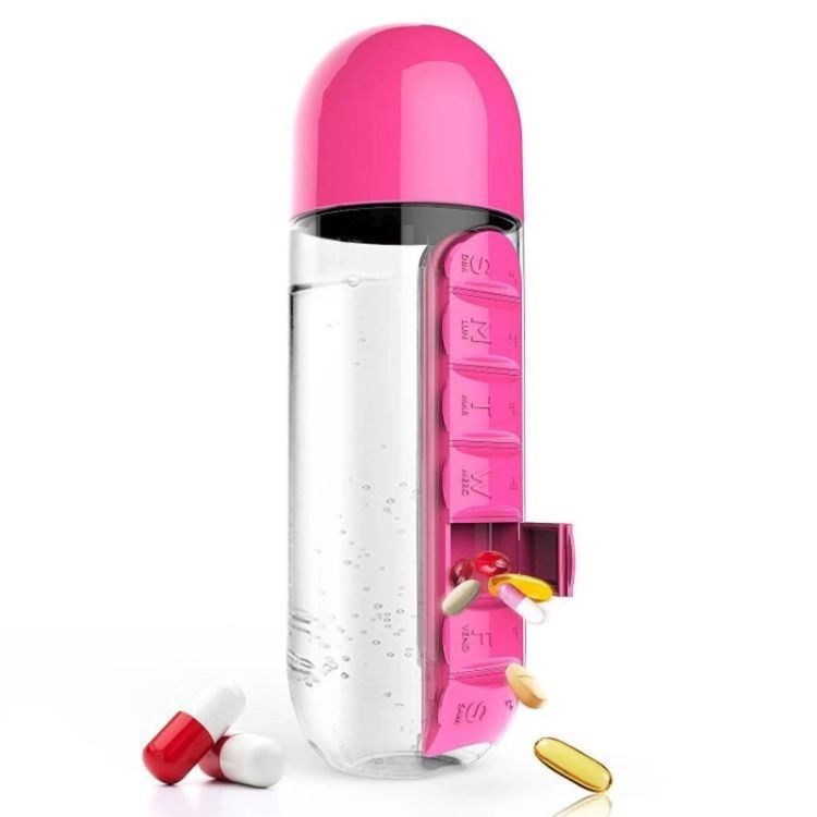 Garrafa de água com porta comprimidos - VitaBottle 2 em 1 (EXCLUSIVA)