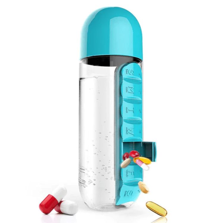 Garrafa de água com porta comprimidos - VitaBottle 2 em 1 (EXCLUSIVA)