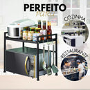 Organizador de Cozinha 2 em 1 com Prateleira para Micro-ondas e Condimentos