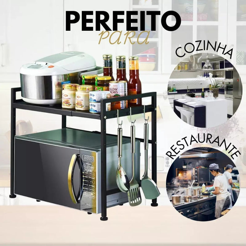 Organizador de Cozinha 2 em 1 com Prateleira para Micro-ondas e Condimentos