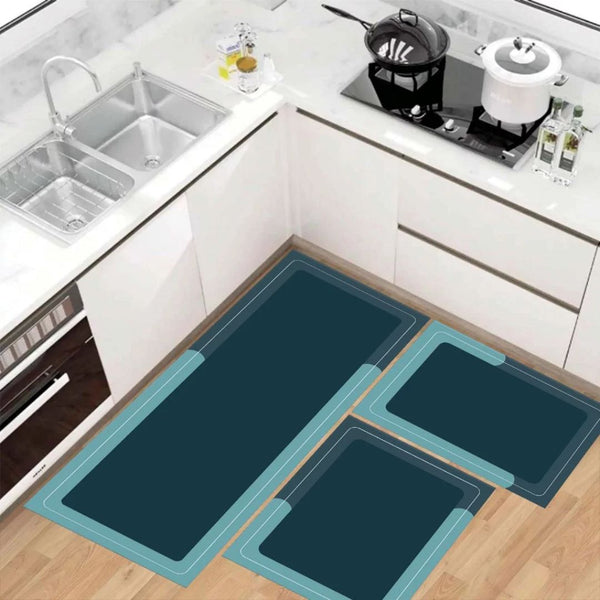 Kit com 3 Tapetes para Casa e Cozinha Antiderrapante Absorvente Premium