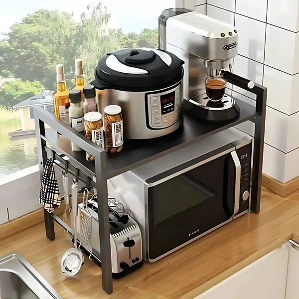 Organizador de Cozinha 2 em 1 com Prateleira para Micro-ondas e Condimentos