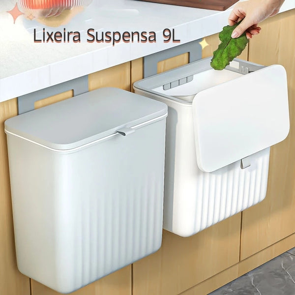 Lixeira Suspensa Premium 9L para Cozinha e Banheiro