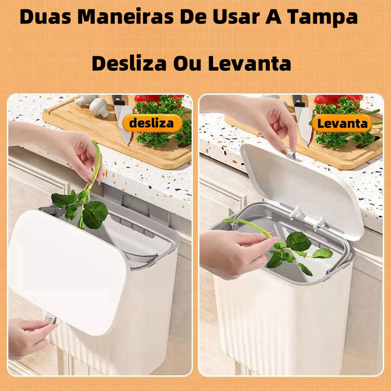 Lixeira Suspensa Premium 9L para Cozinha e Banheiro