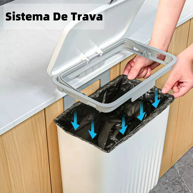 Lixeira Suspensa Premium 9L para Cozinha e Banheiro