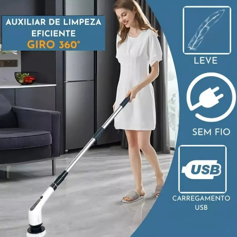 Escova Elétrica Giratória 12 em 1 – Limpeza Sem Esforço