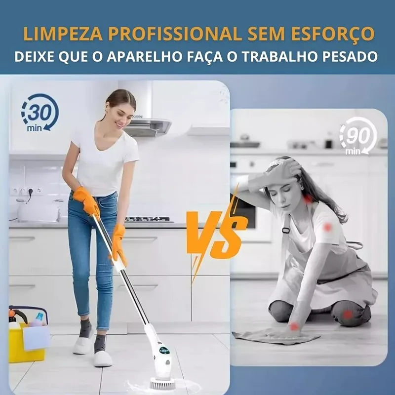 Escova Elétrica Giratória 12 em 1 – Limpeza Sem Esforço