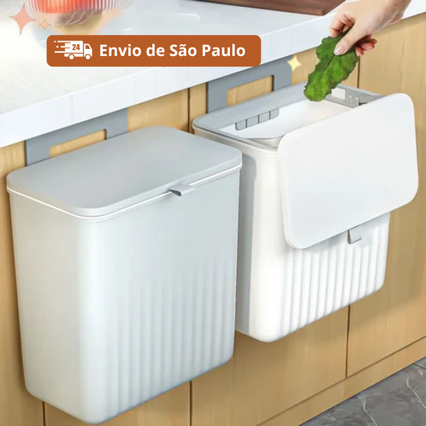 Lixeira Suspensa Multiuso 9L Cozinha e Banheiro – Compre 1 Leve 2